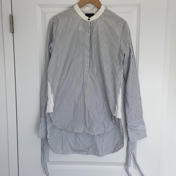Rag & Bone Dylan striped button down silk cotton shirt - Picture 6 of 13